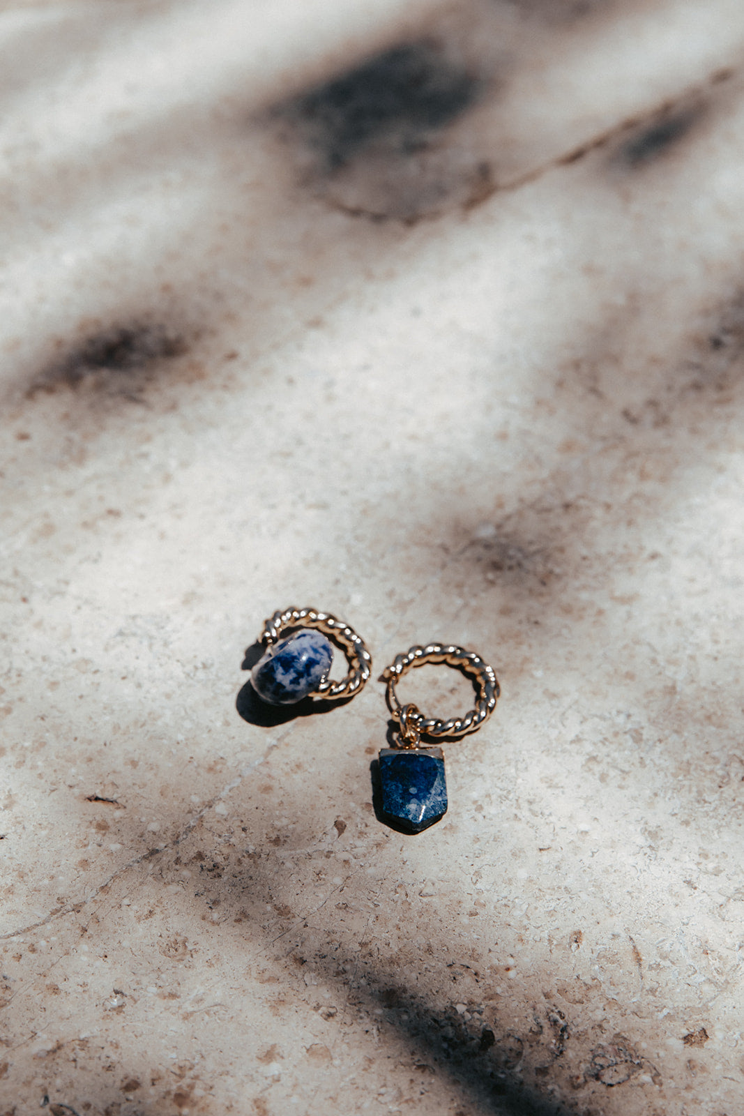 Earring with a blue semiprecious stone